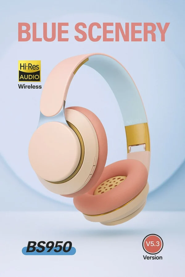 Auriculares Blue Scenary Color negro celeste rosa y blanco